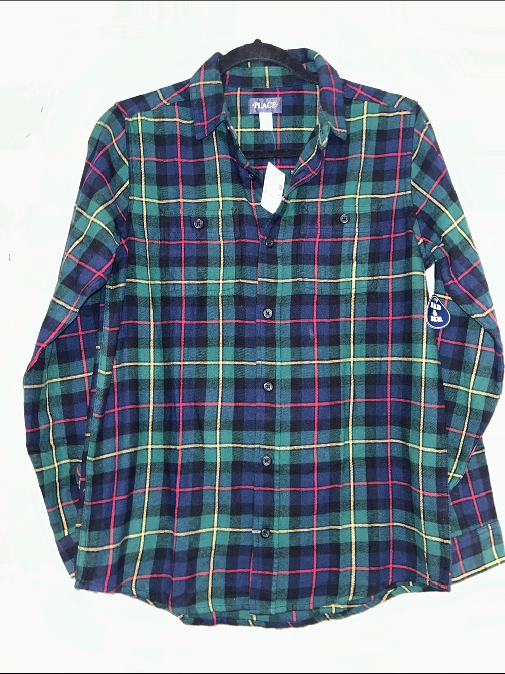 NWT The Children's Place Long Sleeve Plaid Flannel Button Down Shirt